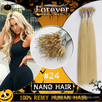 Forever professional halloween wholesale hair extension premium 100 brazilian human remy nano ring hair extension